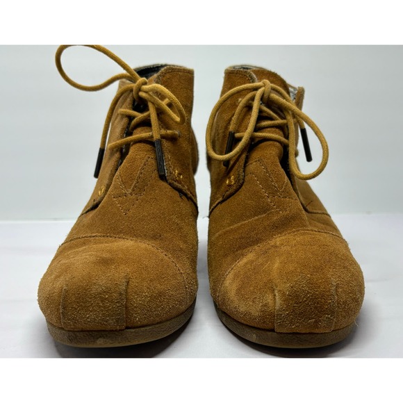 Toms Desert Wedge Lace Up Booties Size 9 Chestnut Brown - Picture 4 of 7